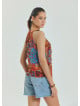 Halter Neck Button Detail Pleated Orange Authentic Blouse 4677